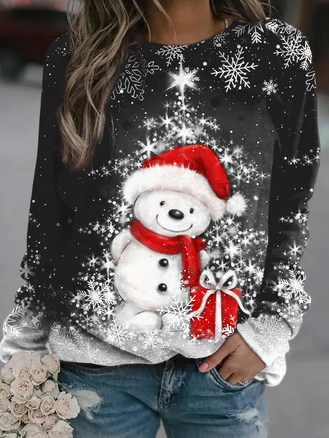 Women's Printed Round Neck Long-sleeved Sweater