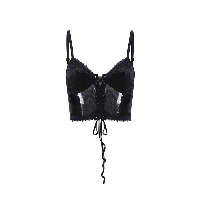 New Dark Style Solid Color Suspender Top