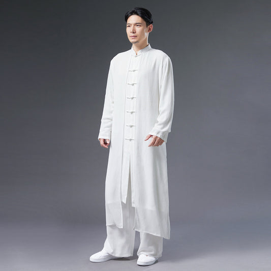 Antik Herretøj Sommer Hanfu Hvid Fe Chiffon Kostume Performance Kinesisk Kåbe Mand