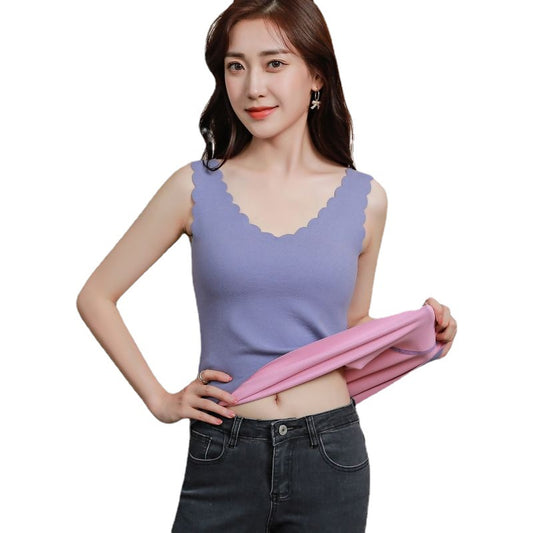 Double Sided Warm Vest Women's Large Seamless Plush Heating Underwear