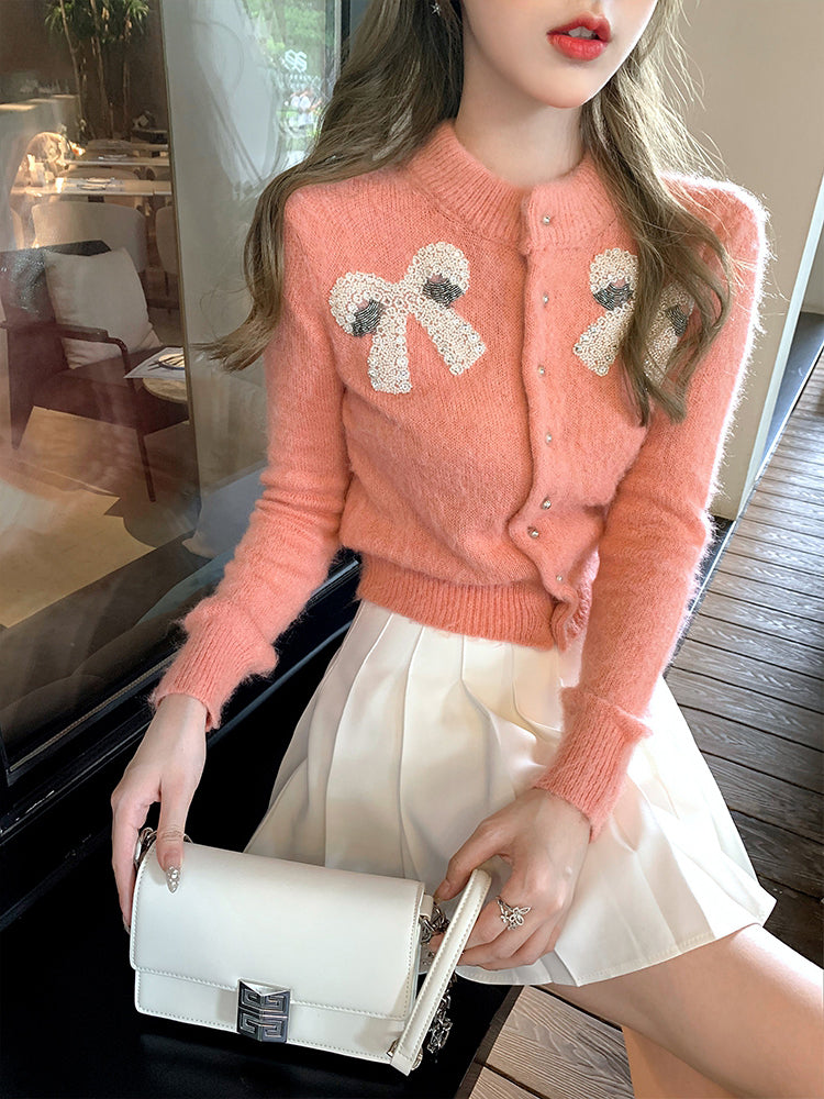 Japanese High End Soft Milk Design Outside Wear Lazy Style Sweater Coat