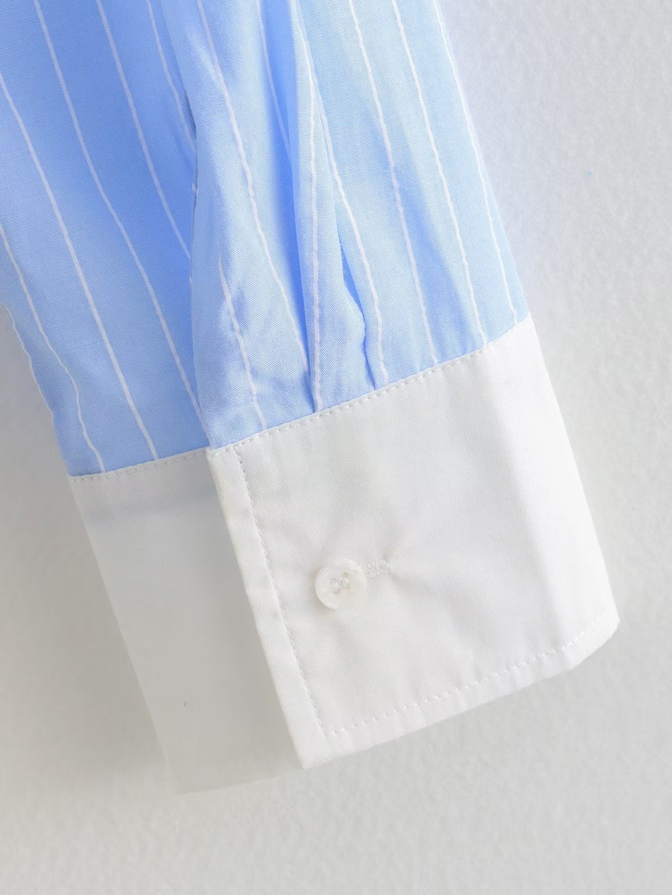 Long Sleeve Contrast Color Striped Shirt Shorts