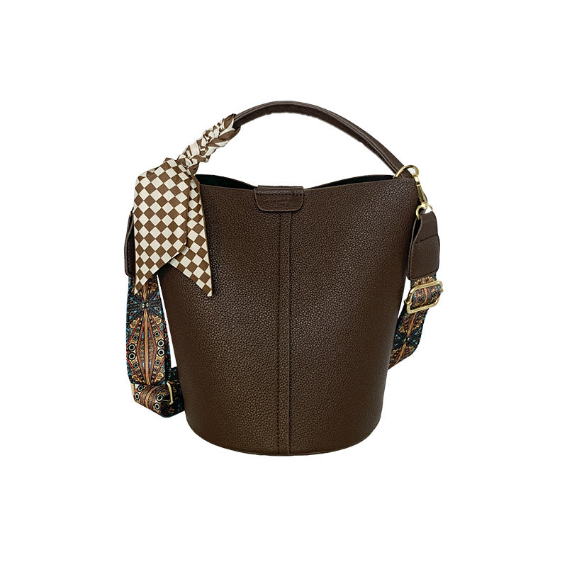 Women's Fashionable Large Capacity Ribbon Handbag With Bucket