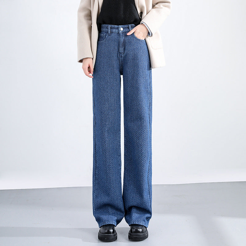 Bløde, Tykke Wide-leg Jeans til Kvinder med Mopping-effekt