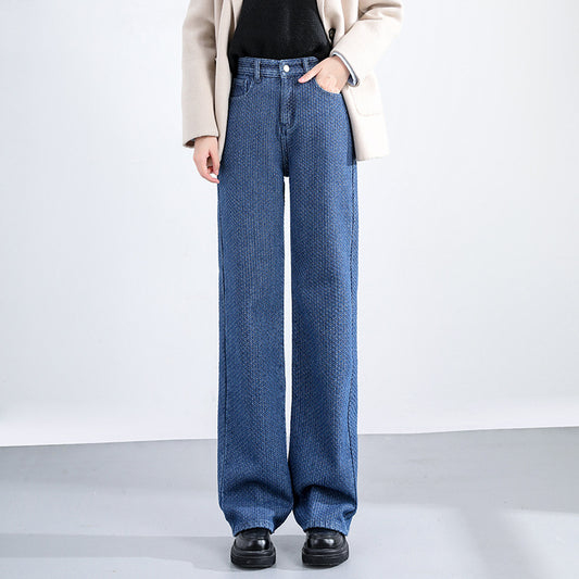 Bløde, Tykke Wide-leg Jeans til Kvinder med Mopping-effekt