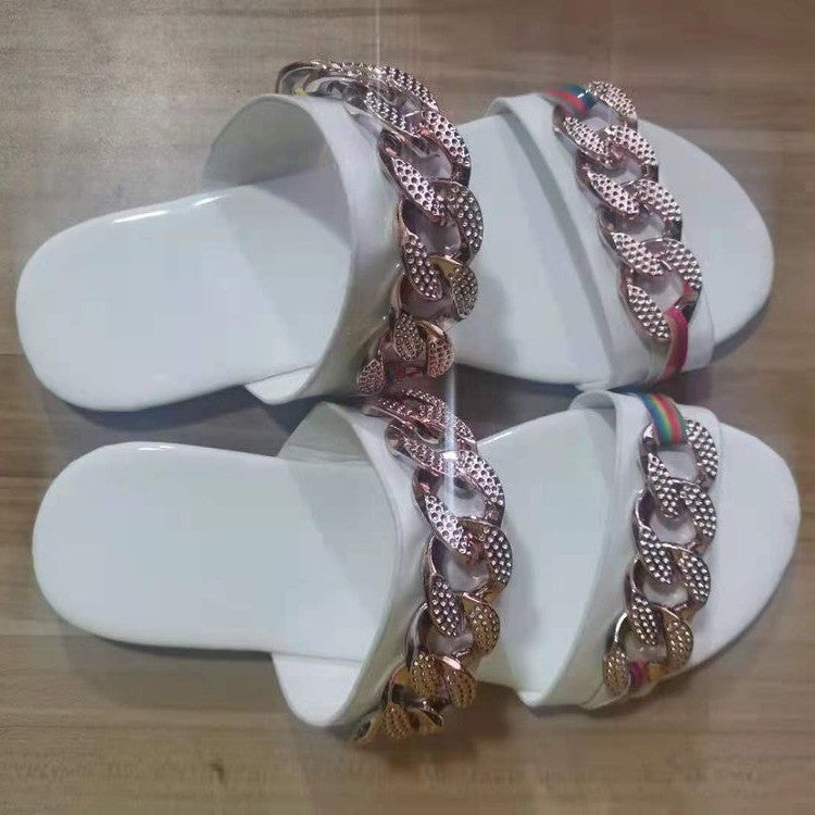 Nye store modeslip-on sandaler med kæde til kvinder Afrika Amazon