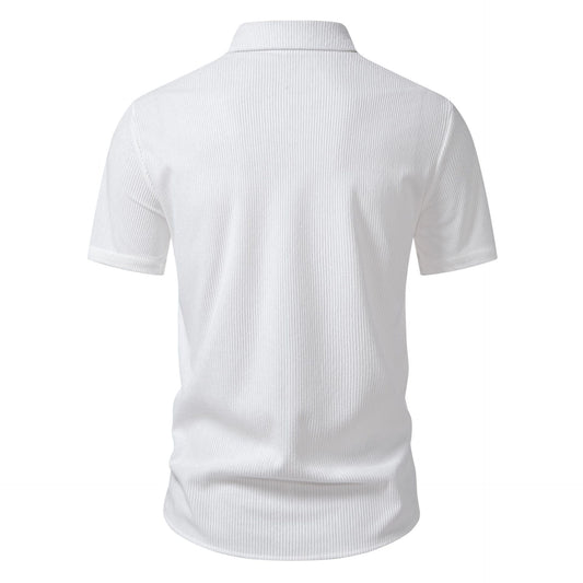 Casual Short-sleeve Corduroy Open-front Shirt Men's Beach Short-sleeve Shirt