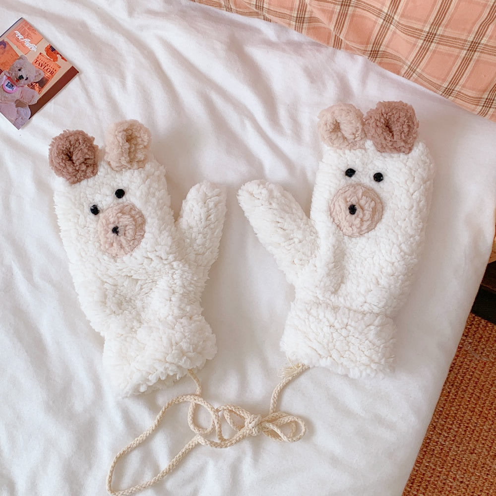 Chacha Bear Student Gloves With Lanyard