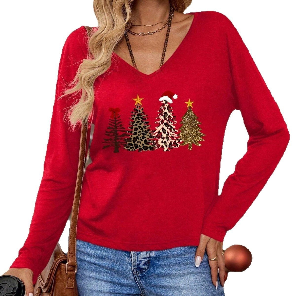 Floral Print Comfortable Casual Women's V-neck T-shirt