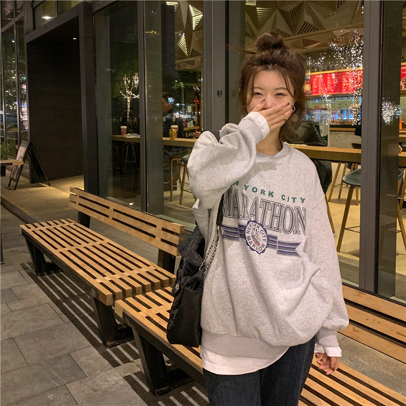 Retro False Two-piece Sweaters Women's Loose Thin Coat