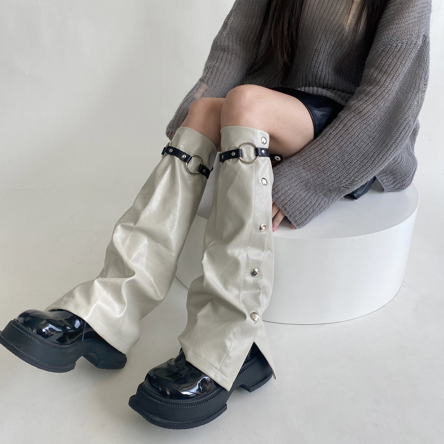 Millennium Sweet Cool Female Autumn And Winter Genuine Leather Leg Warmer