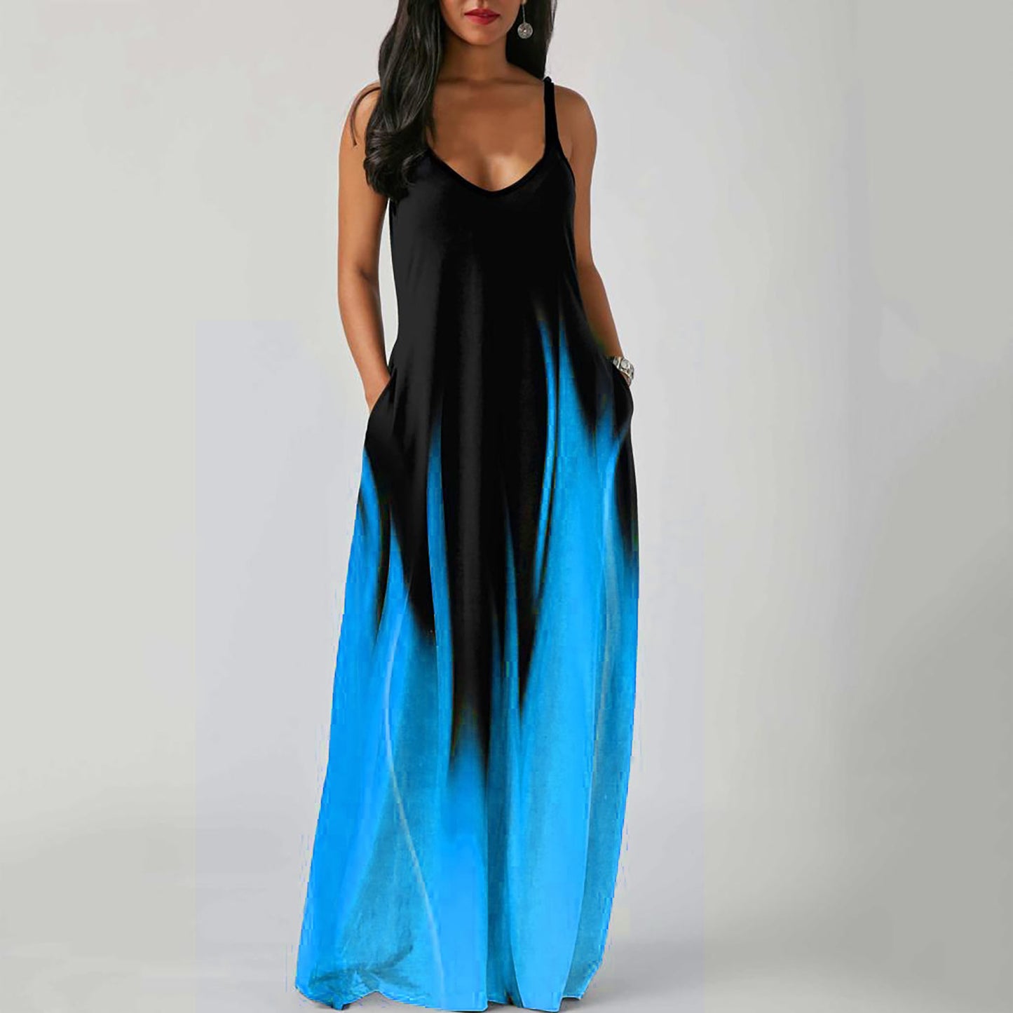 Strap-style Pocket-printed Dress