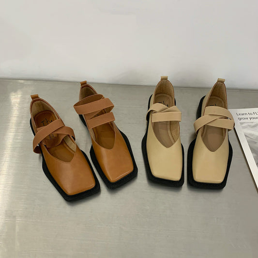 Women's Fashion Retro Square Toe Shoes