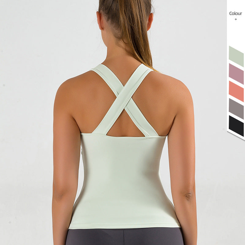 New Style Yoga Vest Women's Shockproof Outer Wear With Chest Pad