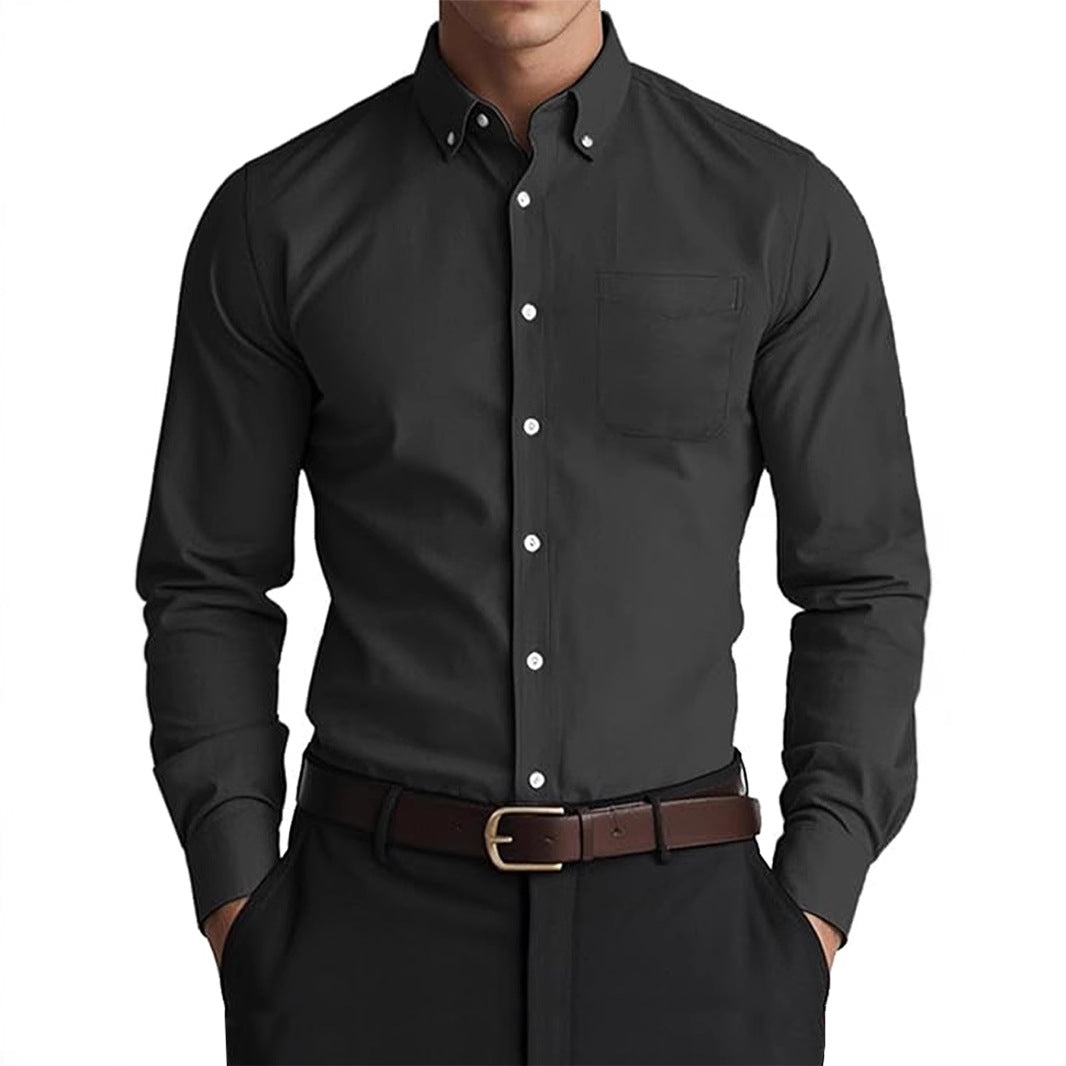 Men's Oxford Pure Color Casual Loose Shirt