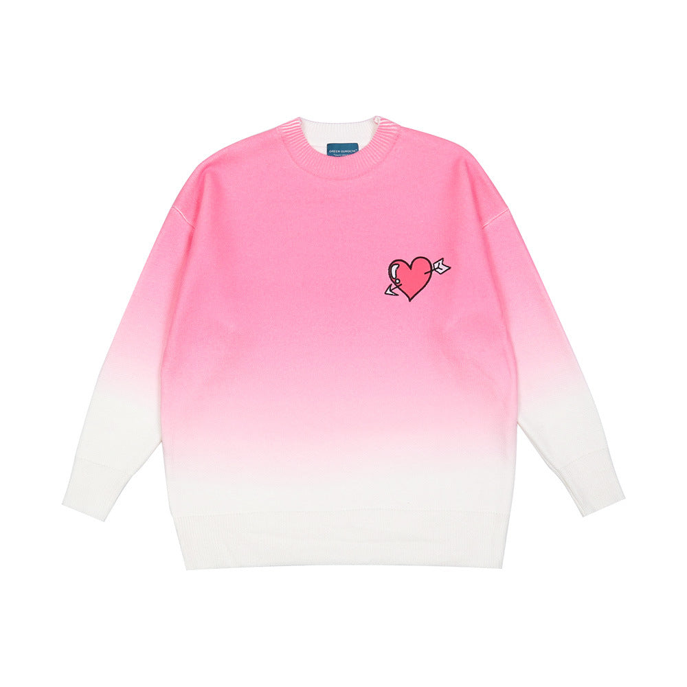 Love Print Gradient Sweater Men