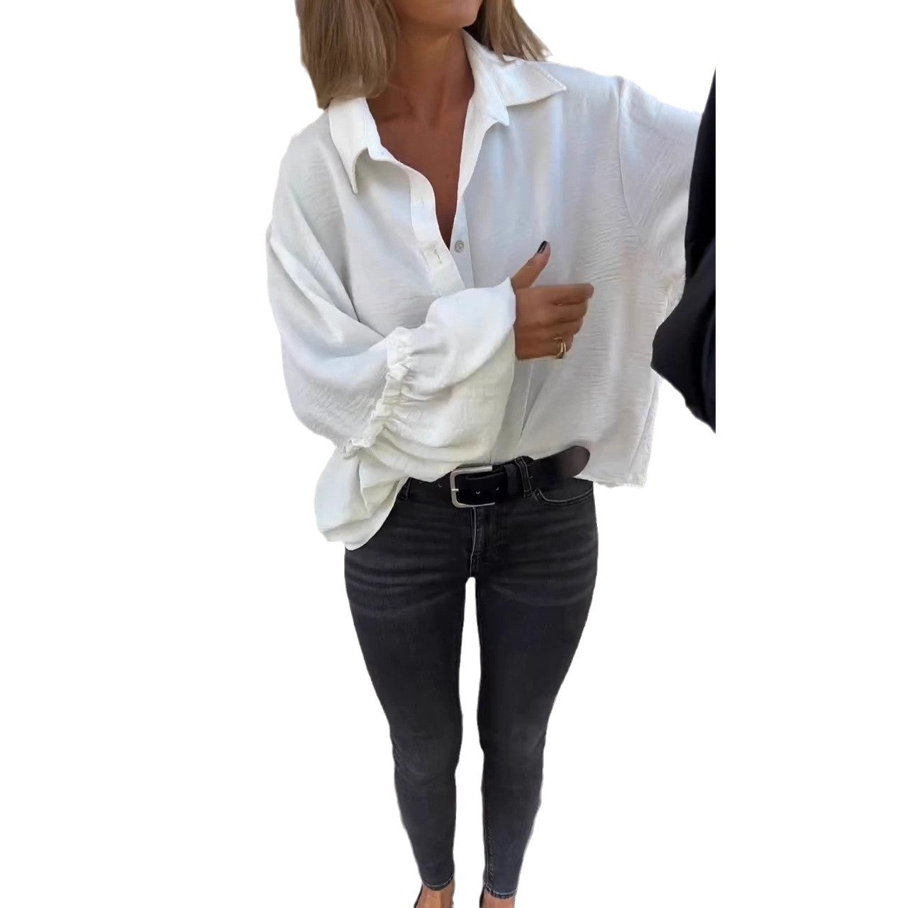 Minimalist Long Sleeve Versatile Loose White Button Shirt
