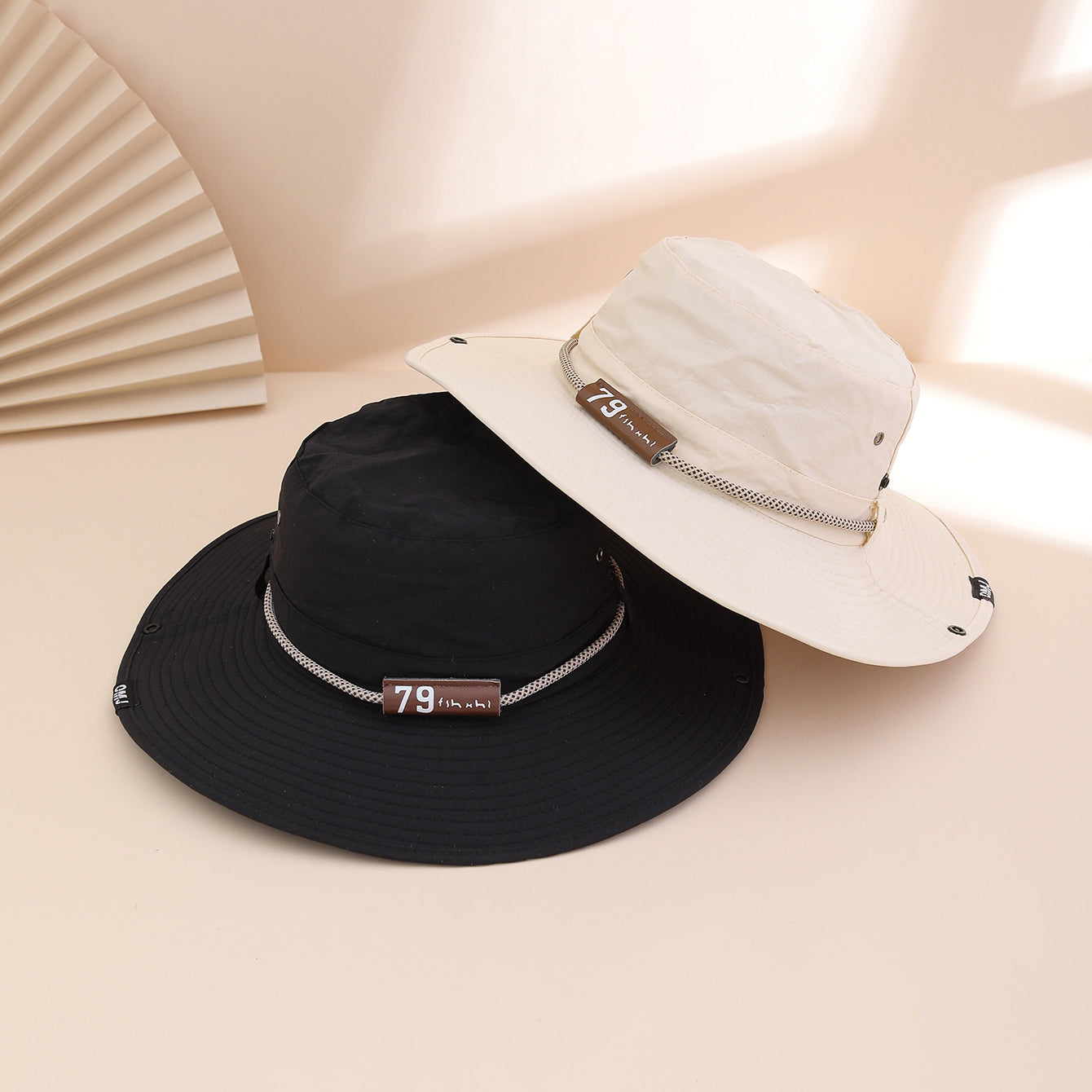 Plain-color Letter-pattern Leather Sun-protective Wide-brimmed Sunshade Outdoor Simple Style Fisherman Hat For Daily Commuting, Fishing, Mountain Climbing