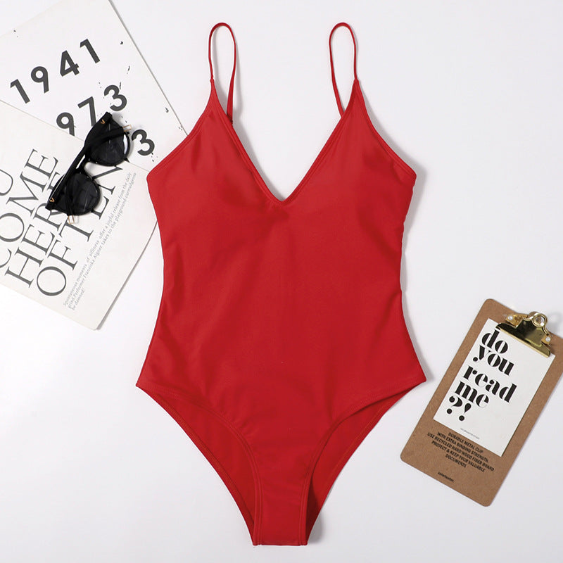 Retro Polka-dot Lace-up Waist One-piece Swimsuit Women