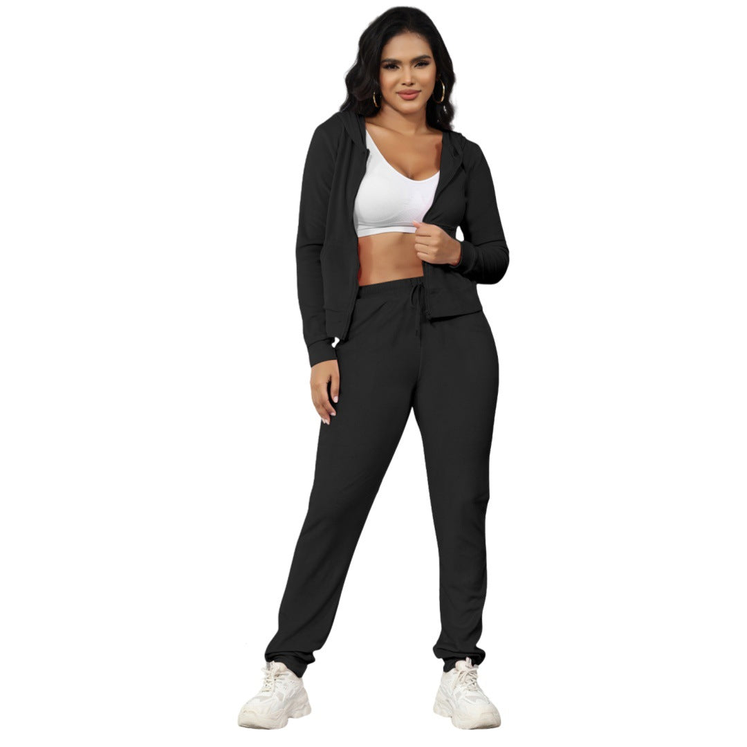 Stylish Casual Two-Piece Set With Golden Mink-Like Fleece And A Hood