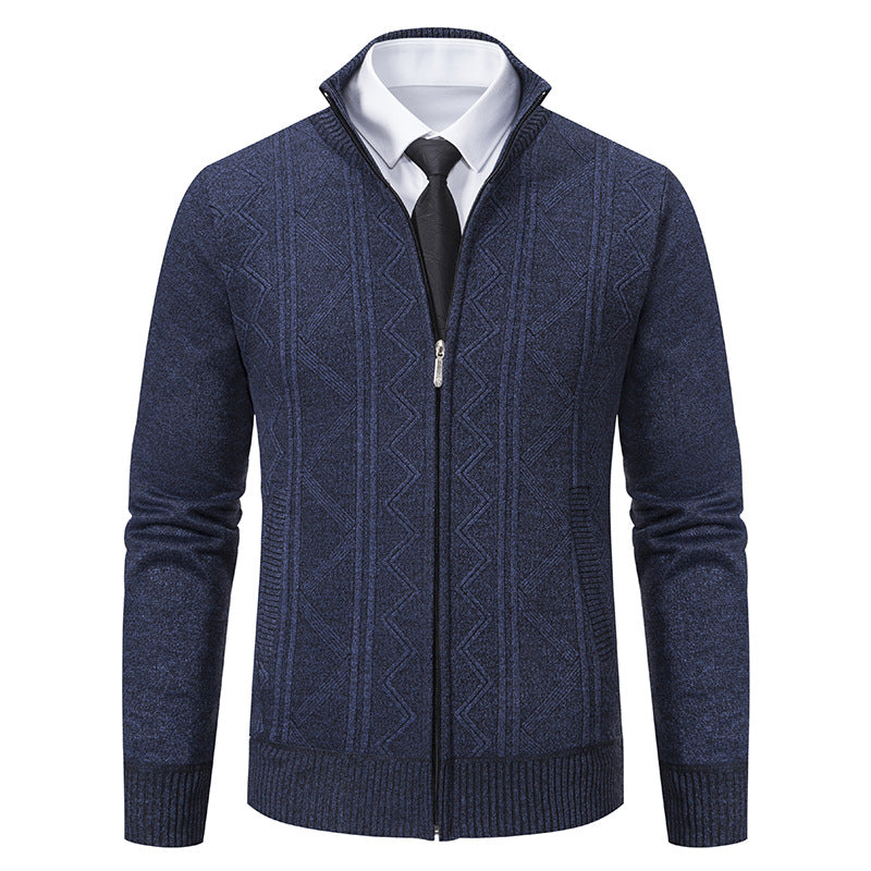 Efterår Vinter Herre Uld Sweater Cardigan Frakke Ståkrave