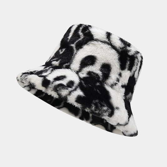 Panda Pattern Plush Female Outdoor Keep Warm Bucket Hat Casual Hat