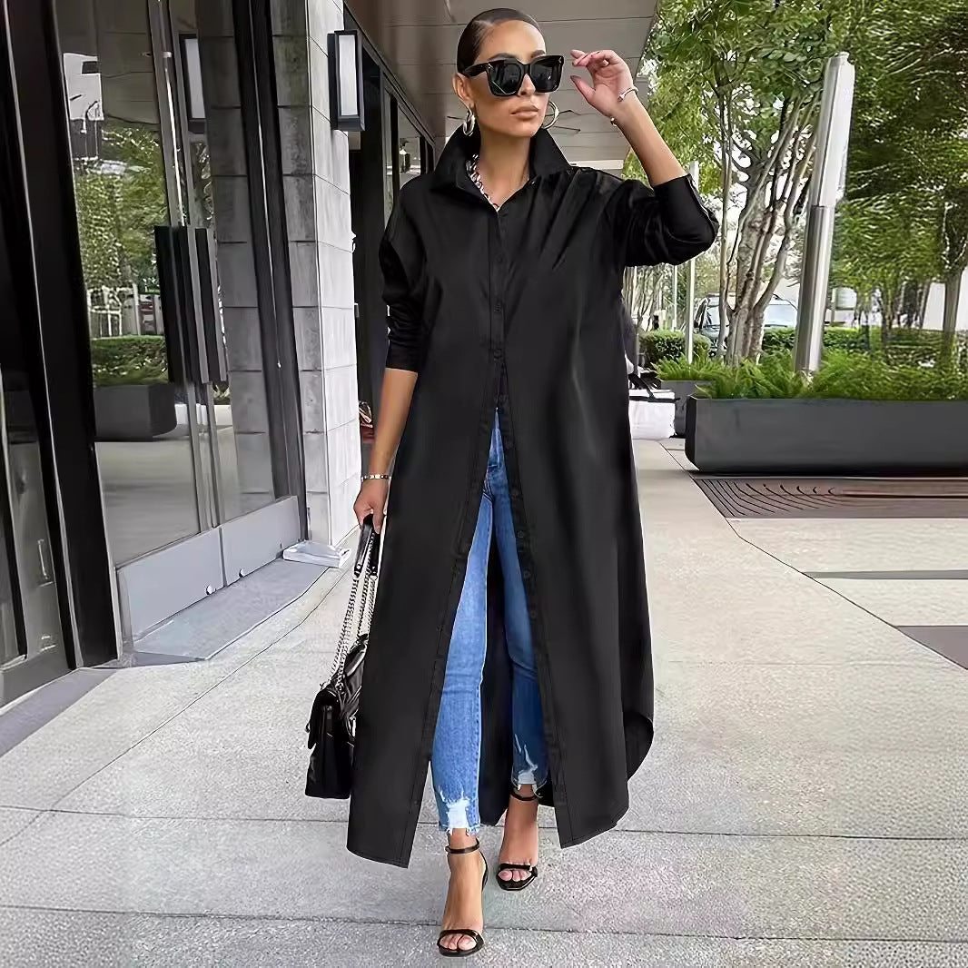 Solid Color Loose Long Sleeves Extra Large Size