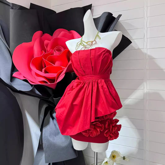 Ærmeløs Tube Top Asymmetrisk Vedhæng Grosgrain Top