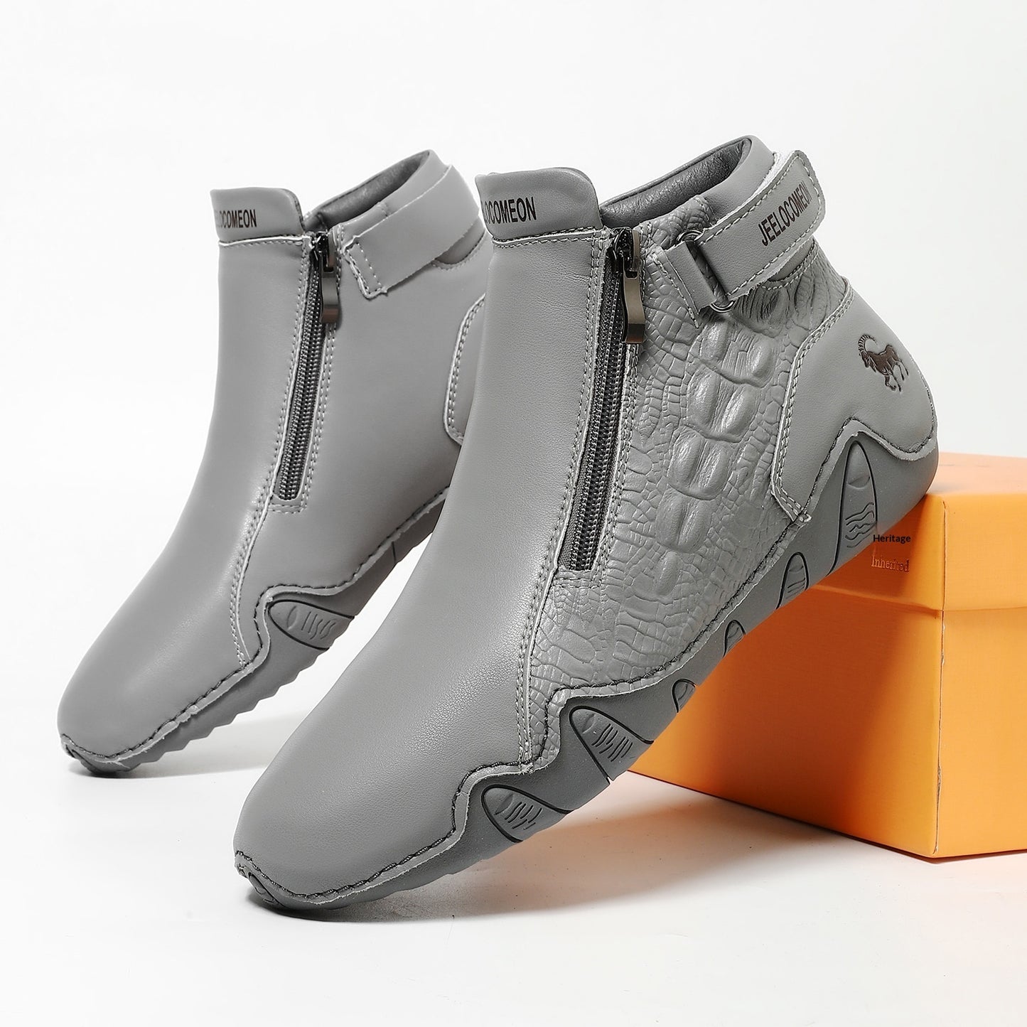 Genuine Leather Plus-Size Cotton Shoes Independent Website High-Top Wear-Resistant Outdoor Casual Shoes