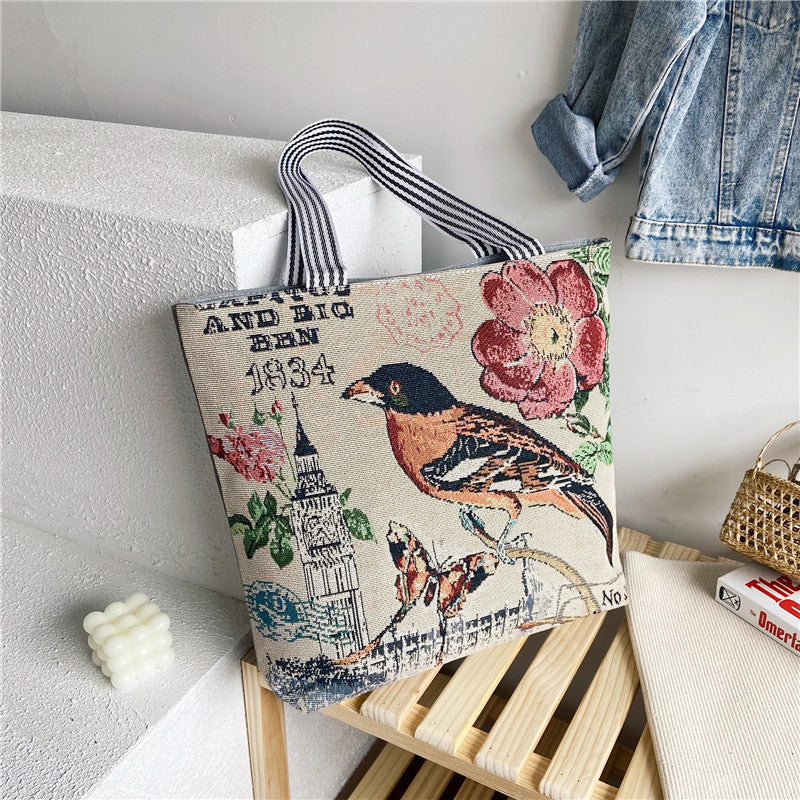 Student Portable Canvas Bag Literary Storage