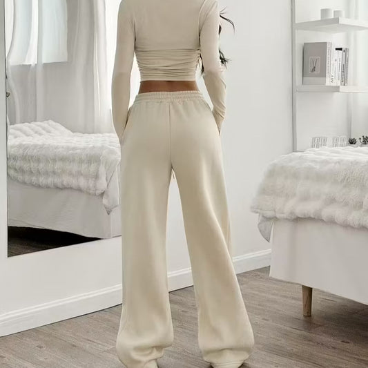 European And American Women's New Long Sleeve Solid Color Vest Pants Suit