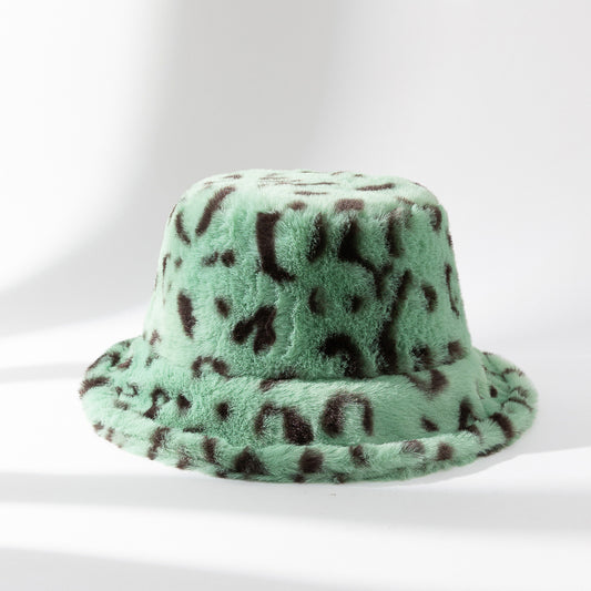 Vintage Plush Leopard Print Fashionable Autumn And Winter Warmth Japanese Hat
