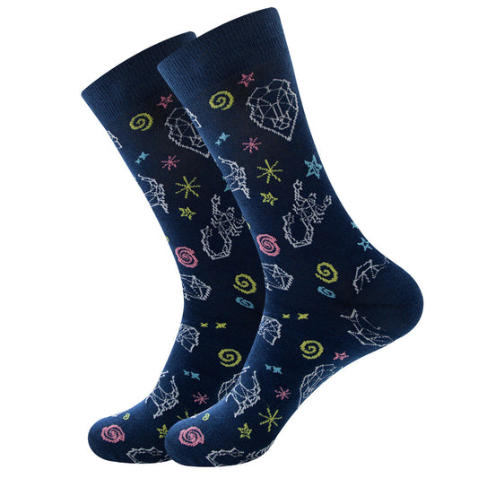 Amazon New Universe Series Men's Big Board Planet Constellation Female Laughing Mid Calf Socks Astronaut Socks Manufacturer