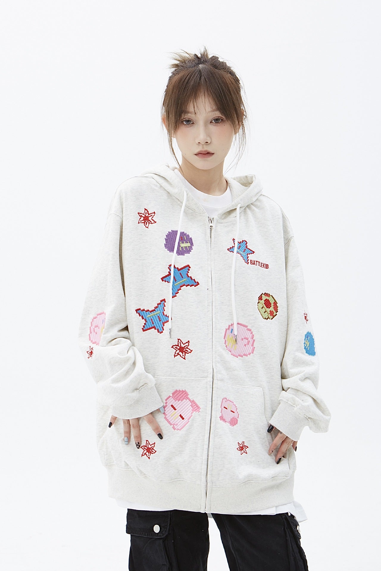 New BK Series Men's And Women's Identical Graffiti Printed Cardigan Hoodie