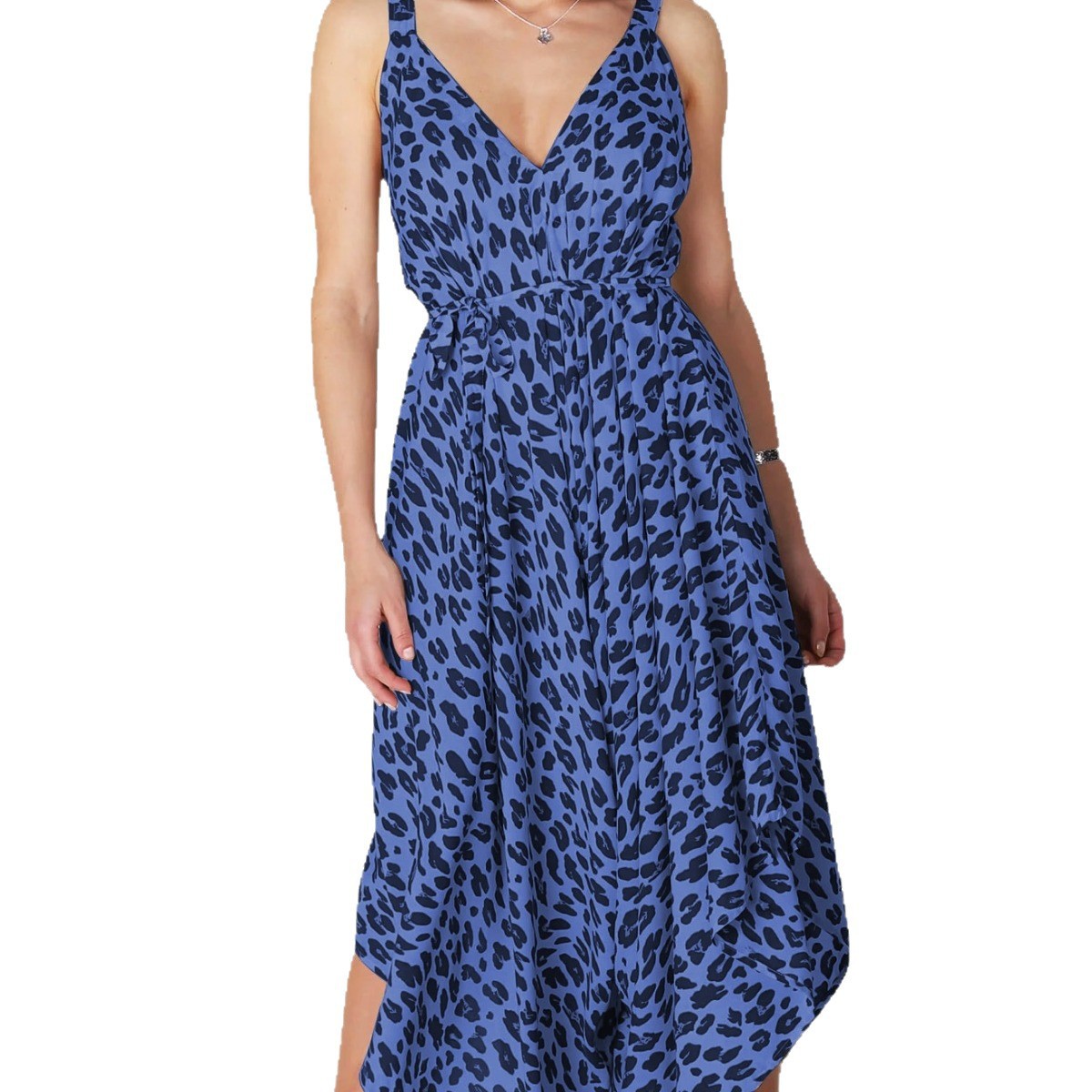 Suspender Leopard Print Wide Leg Jumpsuit