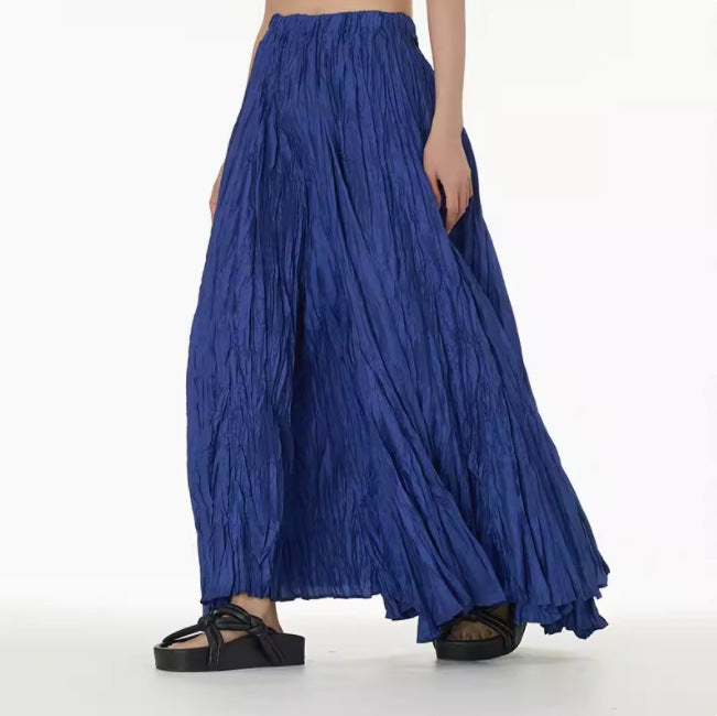 Irregular Ultra-long Mop Umbrella Skirt Slimming Pleated Half-length