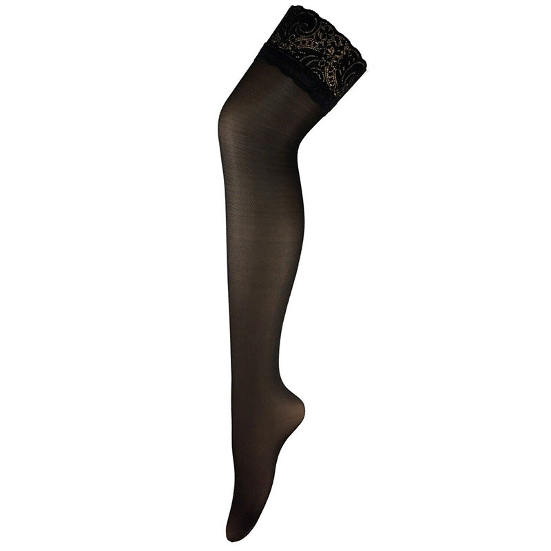 Womens Solid Color Minimalism Lace Suspender Stockings