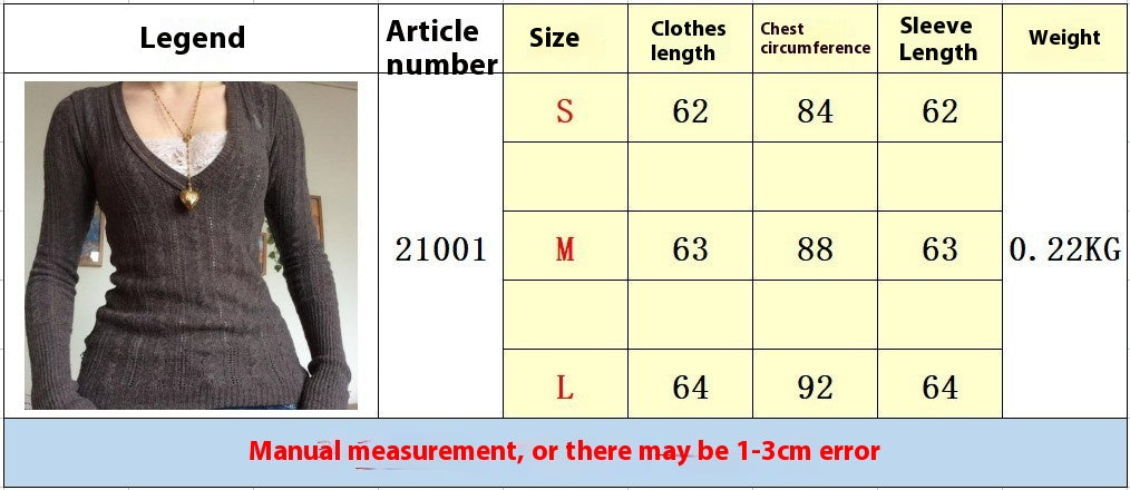 Women's V-neck Low-cut Slimming Bottoming Sweater