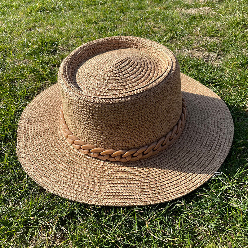 Candy Girl Chain Straw Hat Beach Big Brim