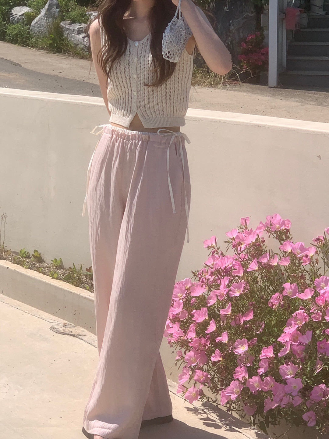Retro Easy Matching Stitching High Waist Casual Pants
