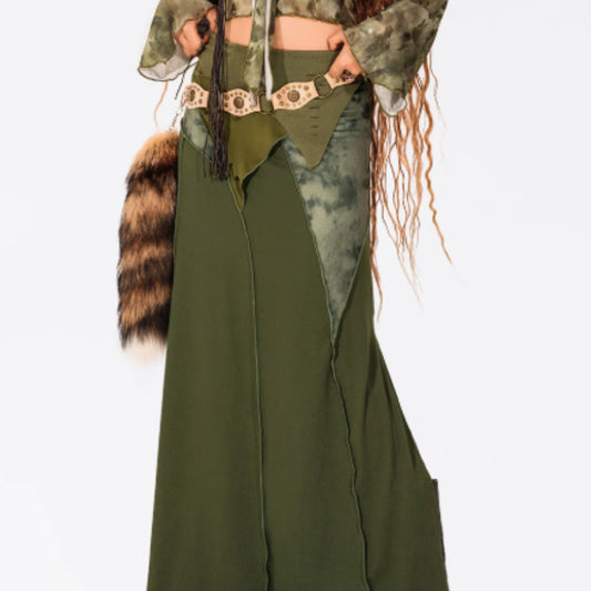 Nepal Vintage Half Length Long Skirt Women's Retro Patchwork