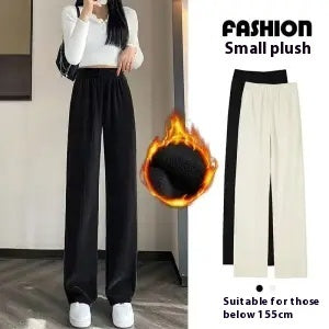 Add Fleece And Thick Wide Leg Pants For Women Small Straight Tube Loose And Thin Corduroy