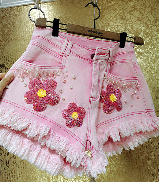 Women's Fashion Fringe Edge Denim Shorts