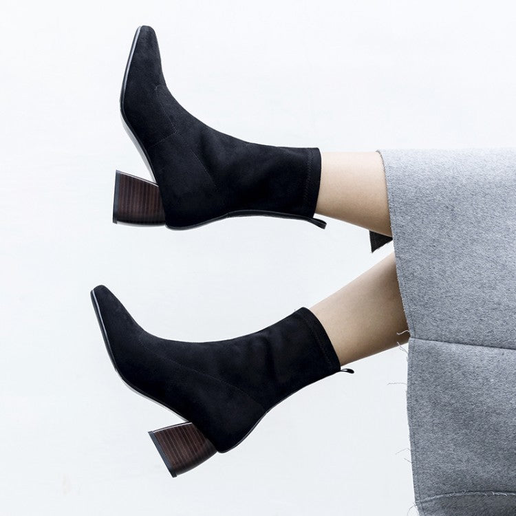 Children's Boots High-heeled Elastic Fashion Black Thick Heel