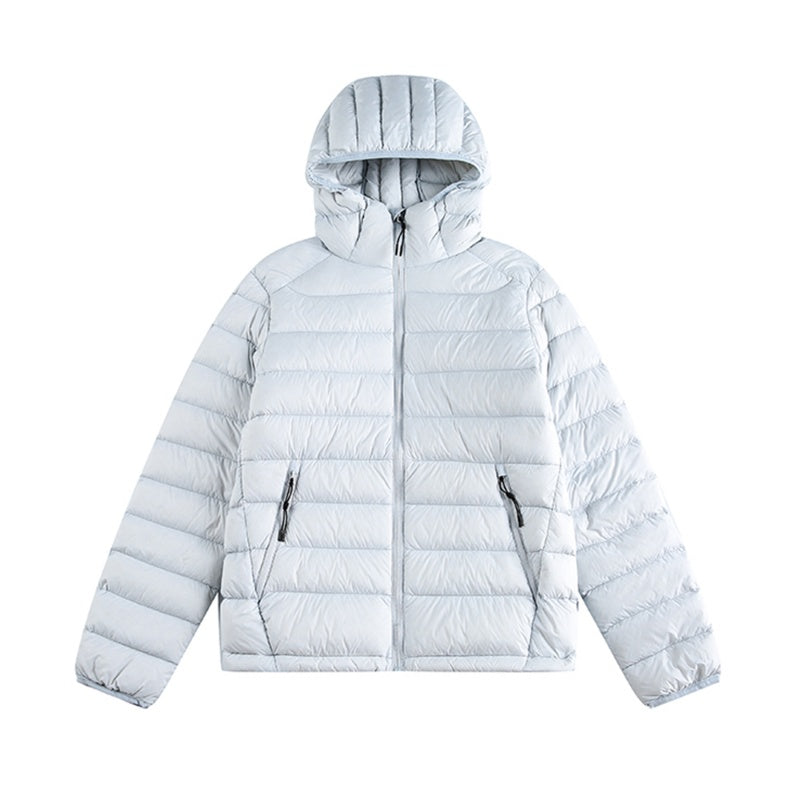Lightweight Ribbed Hooded Down Jacket For Men And Women, Warm In Winter