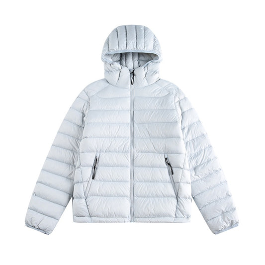 Lightweight Ribbed Hooded Down Jacket For Men And Women, Warm In Winter