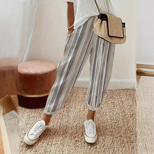 Womens Printed Striped Casual Pants