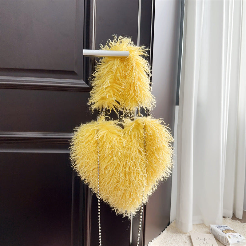 Womens Wool Handbag With Chain Strap