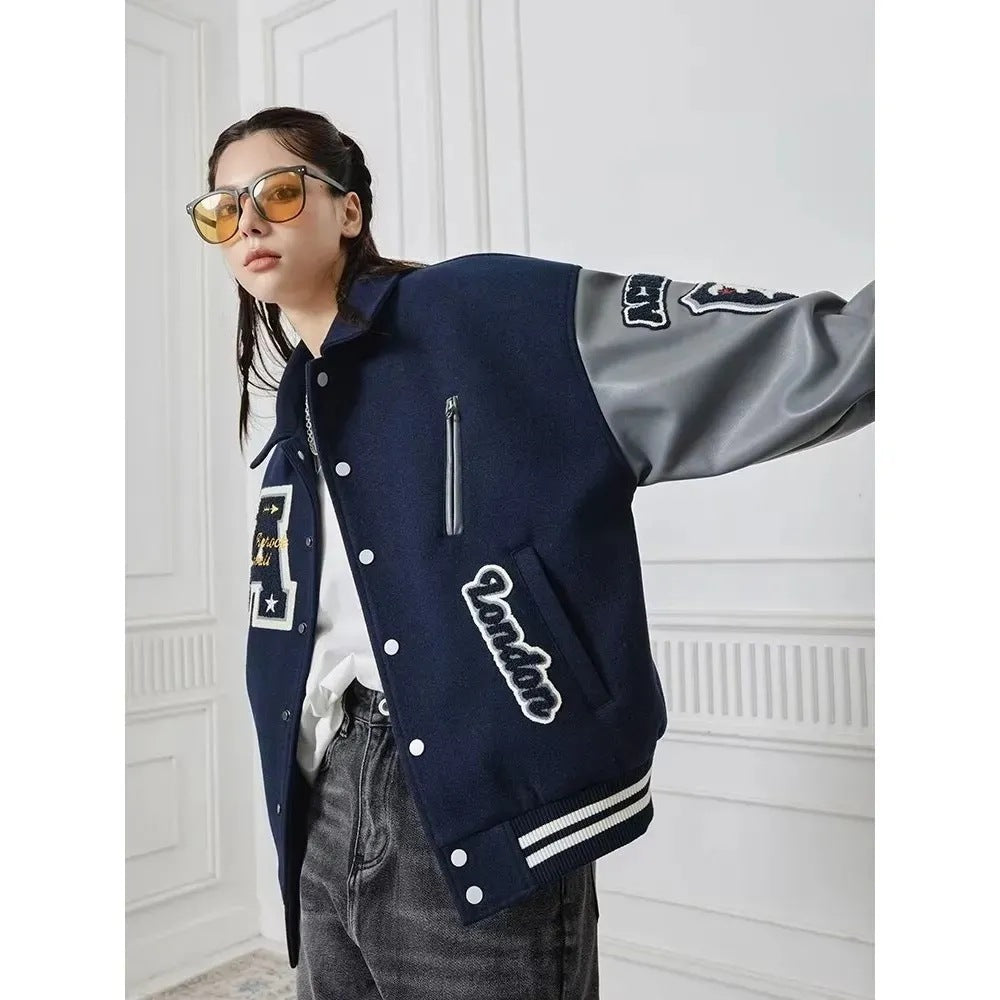 Spring And Autumn Baseball Uniform Letter Loose Trendy High Street Coat