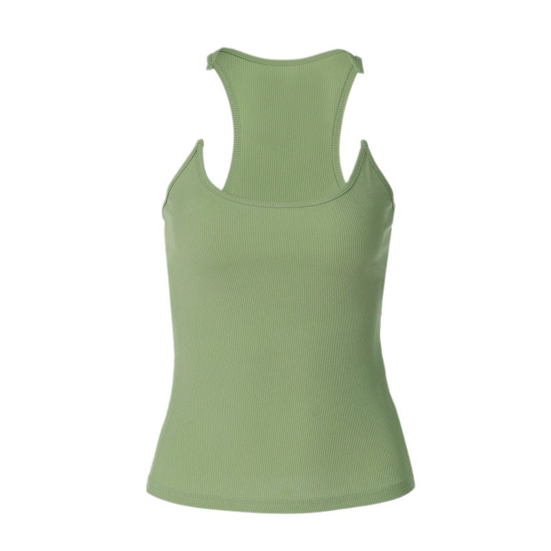 U-neck Slim Fit Slimming Inner Outer Wear Solid Color Vest